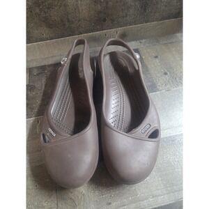 Crocs Brown Olivia Ballet  Slingback Flats Slip On Women Sz 9